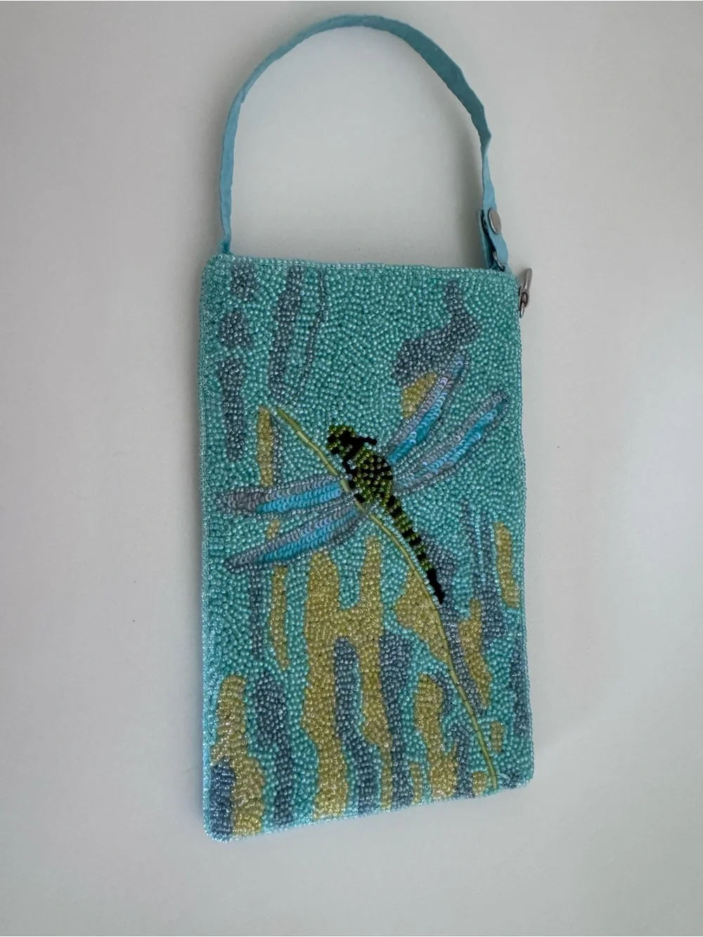 Bamboo Trading Co Beaded Dragonfly Crossbody Bag Y2K Boho Fairycore Aqua Purse